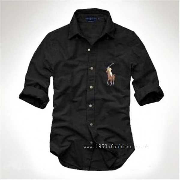Ralph Lauren Men's Big Pony Shirts Cool Black(Sale,Young ,Discount,shirt sleeve)